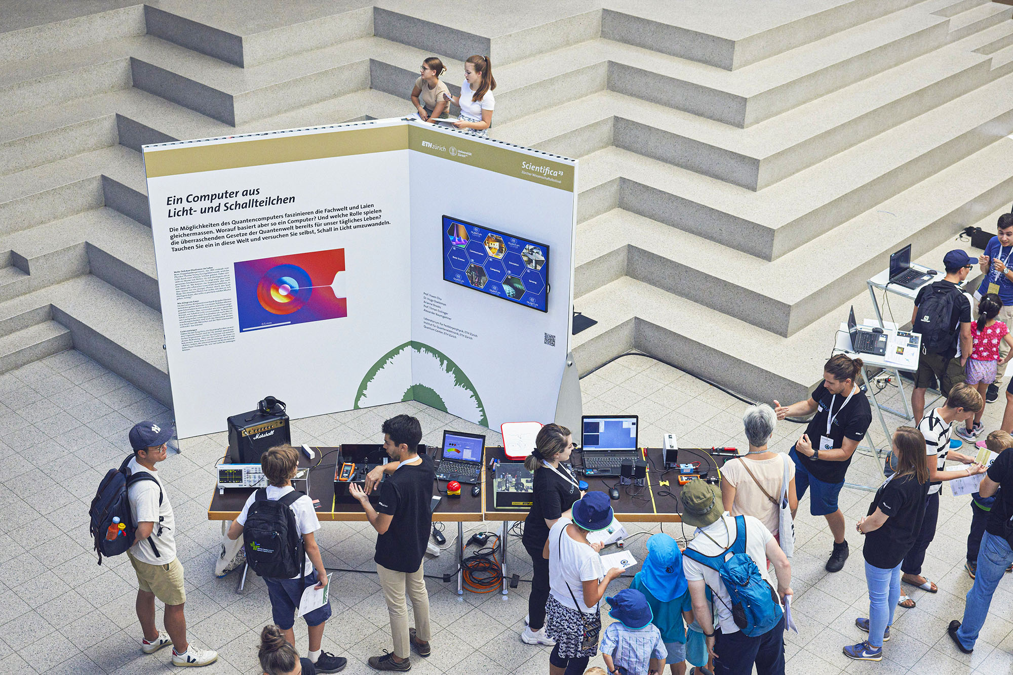 Overview of the stand of the Hybrid Quantum Systems Group at Scientifica 2023