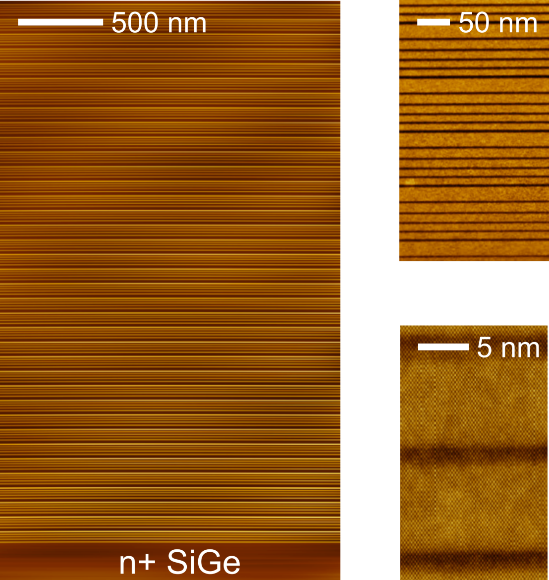 Vergrösserte Ansicht: STEM-Bilder einer der Ge/SiGe-Heterostrukturen