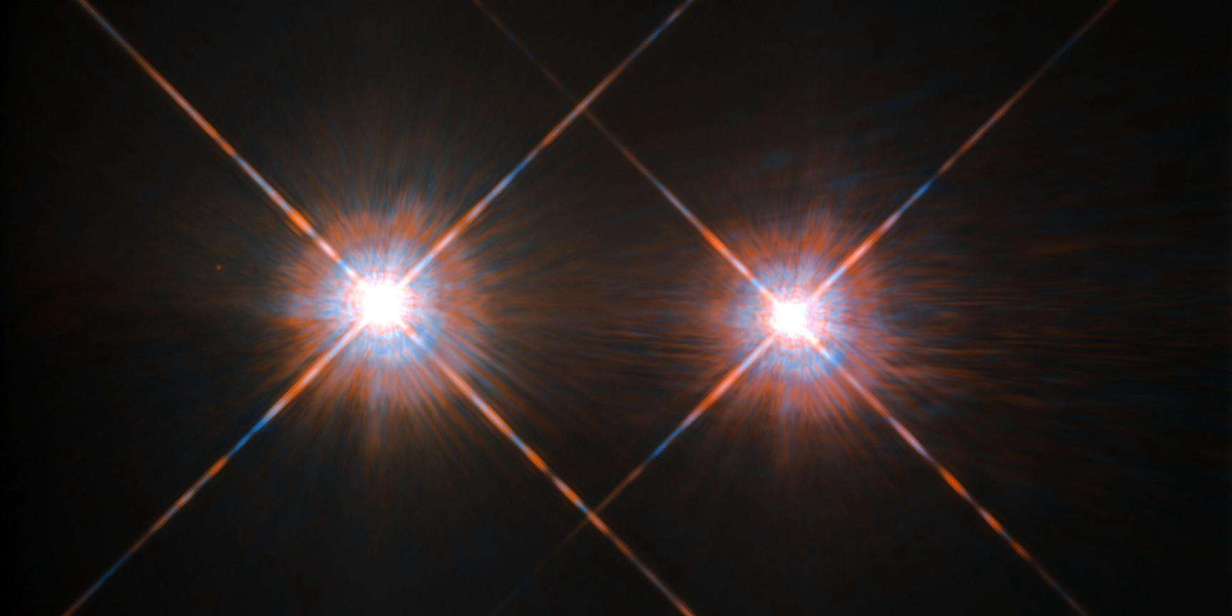 Bild von α Centauri A und α Centauri B, aufgenommen mit dem Hubble-Weltraumteleskop