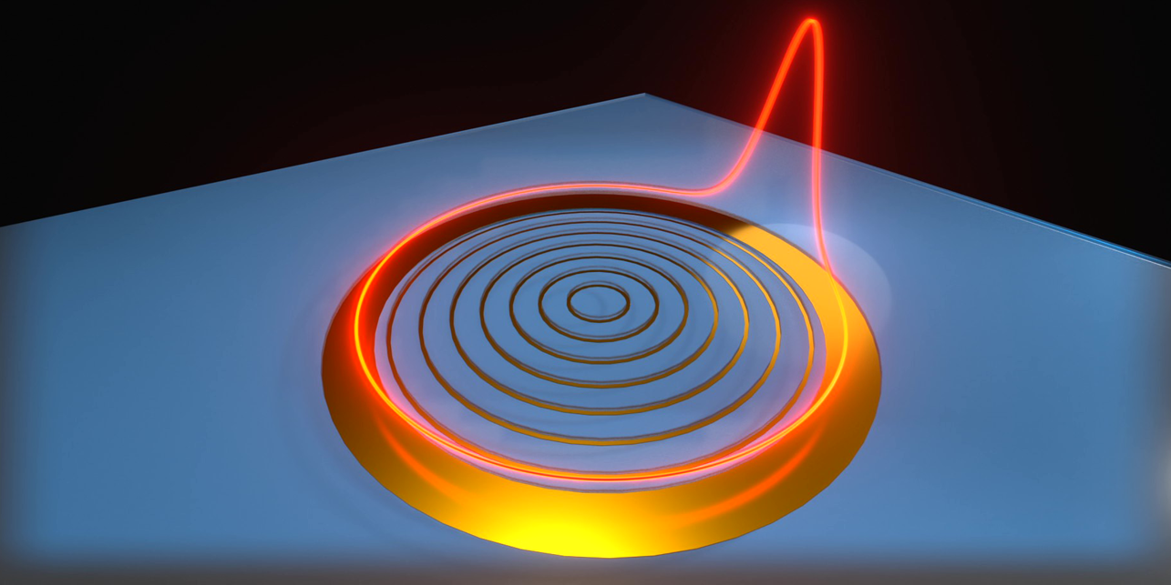 Ein Soliton in einem Ring-Quantenkaskadenlaser mit einer Bullseye-Antenne