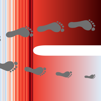 Divergent Trails of Footprints on Warming Stripes