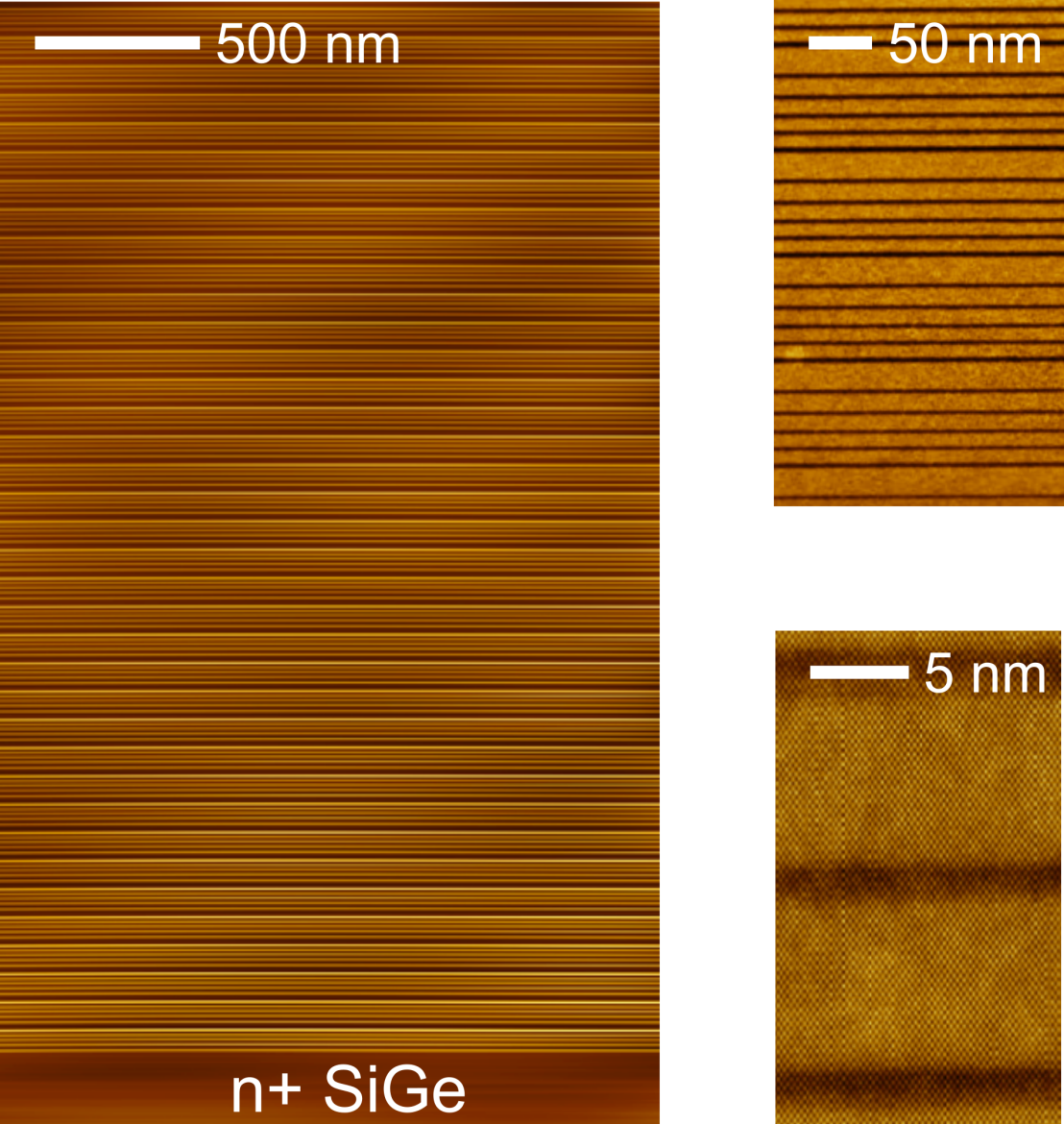 Enlarged view: STEM images of one of the Ge/SiGe heterostructures