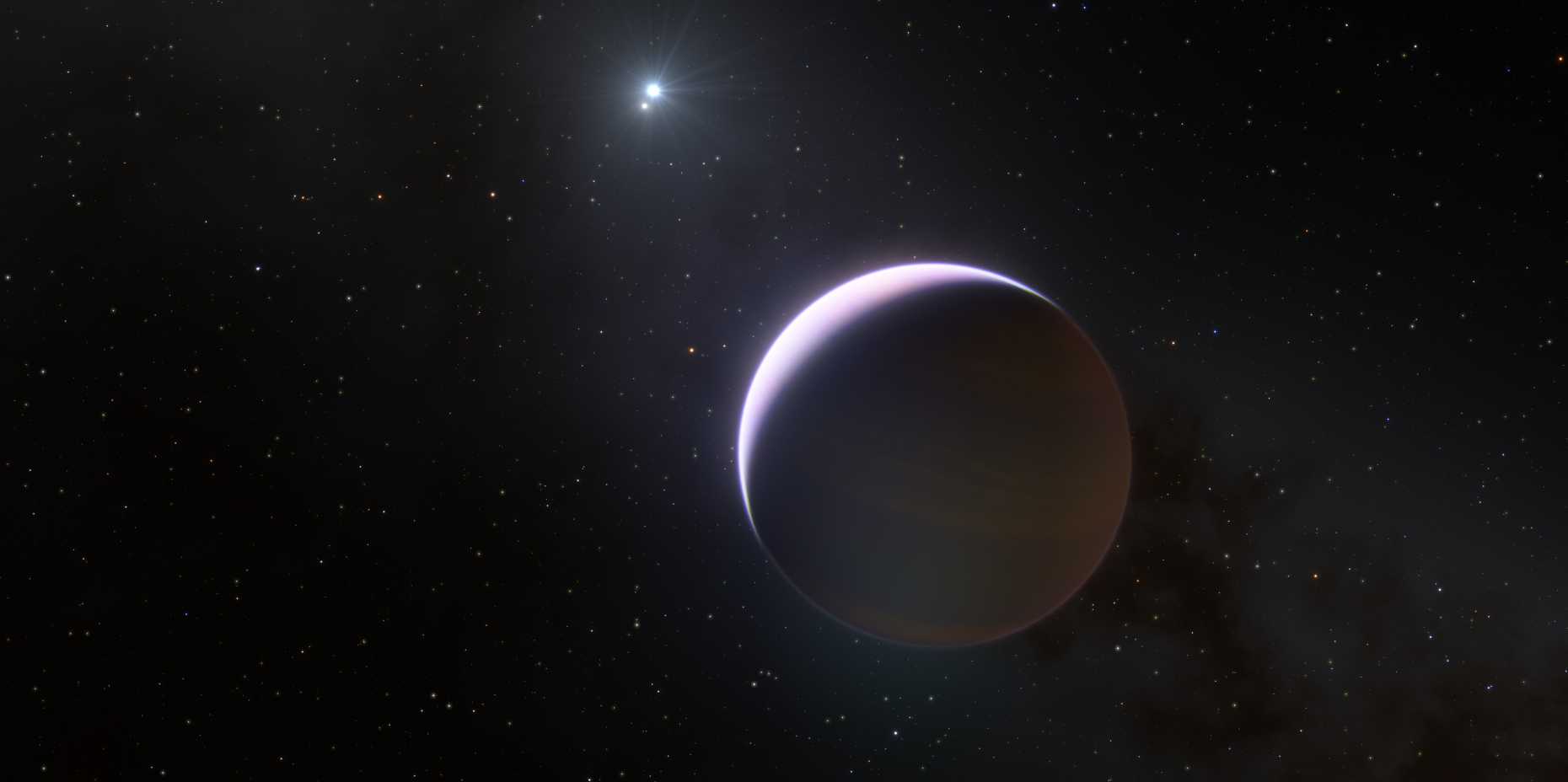 Diese künstlerische Darstellung zeigt den Planeten b Centauri b, der ein massives Doppelsternsystem umkreist. (Illustratiion: ESO/L. Calçada)