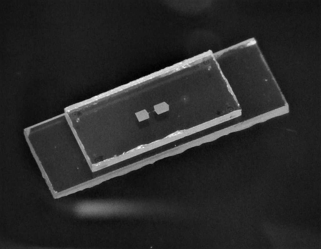 Enlarged view: Photograph of the flip-chip bonded hybrid device