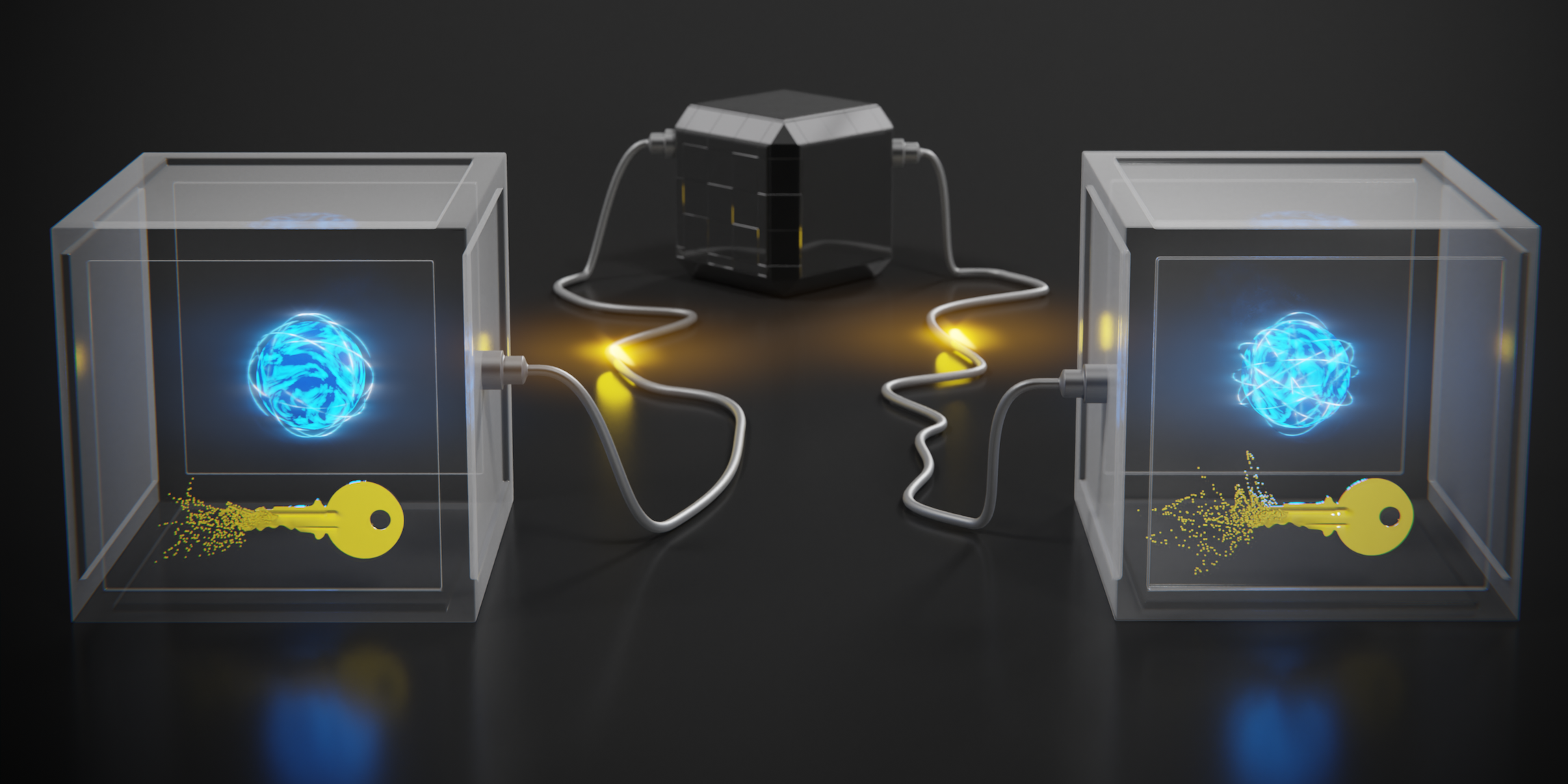 Artistic representation of device-independent quantum key distribution