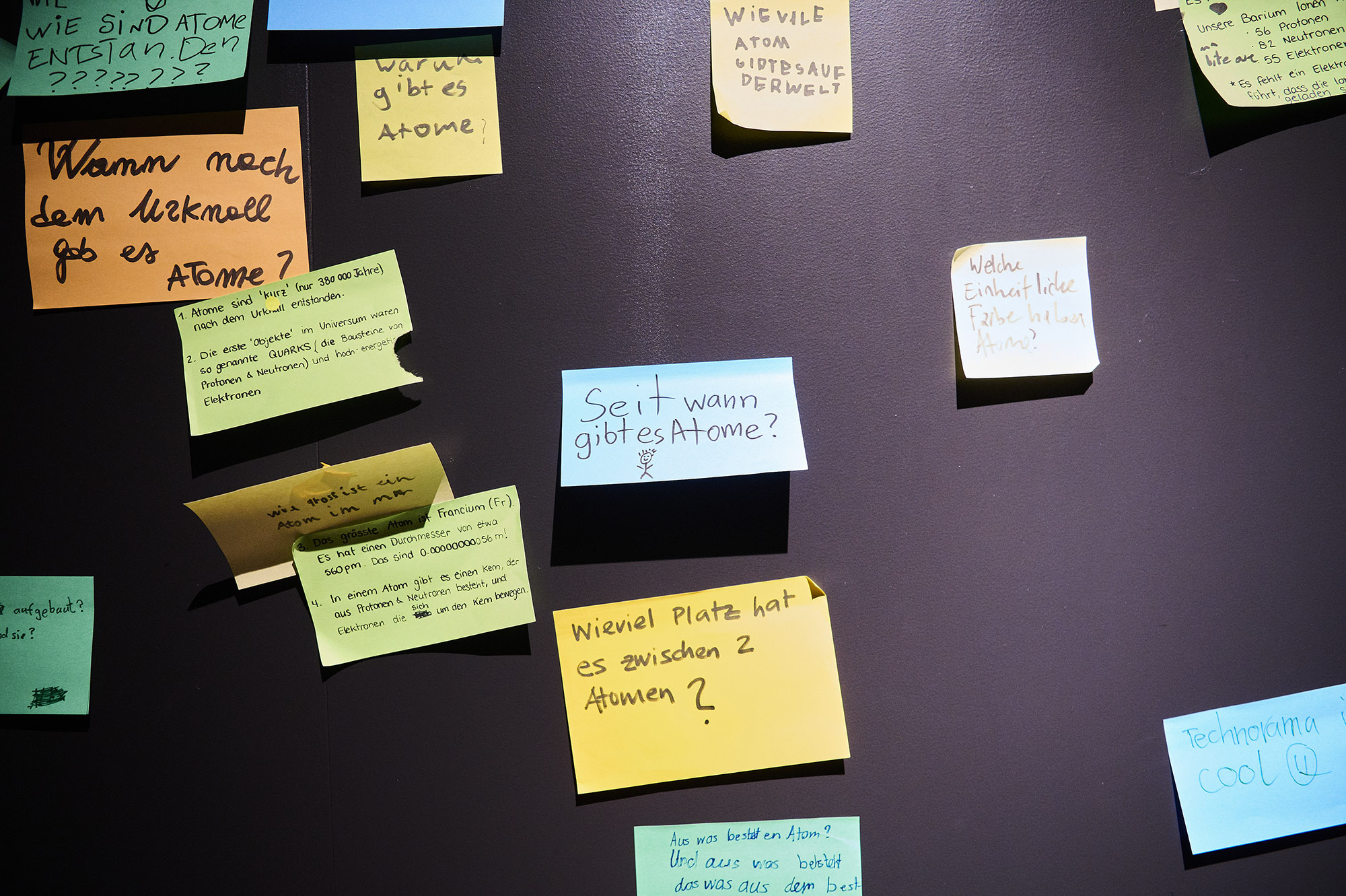 Sticky notes on the feedback wall