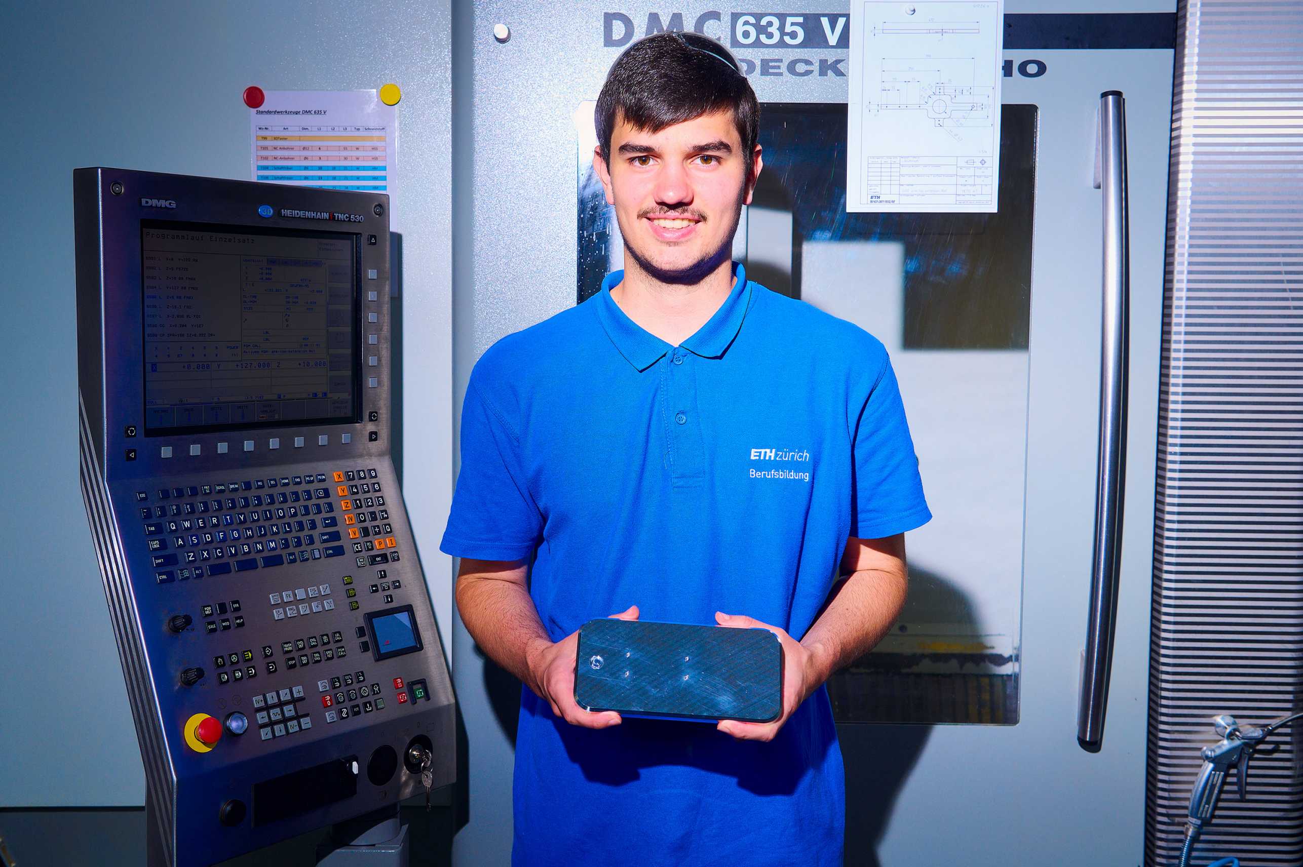 Tim with the base plate he produced