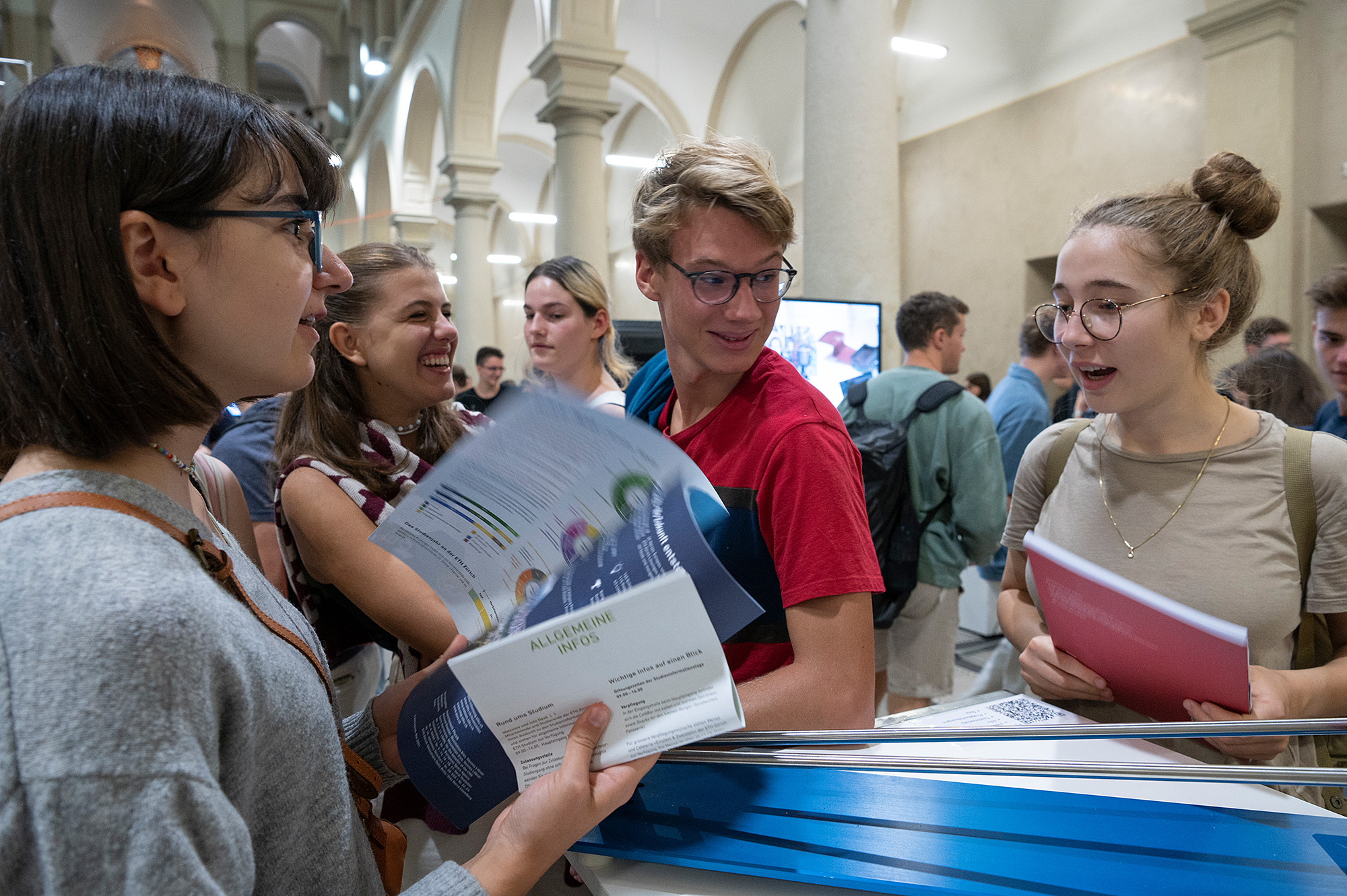 Prospective students in the main building of ETH Zurich during the Information Days yearly event.